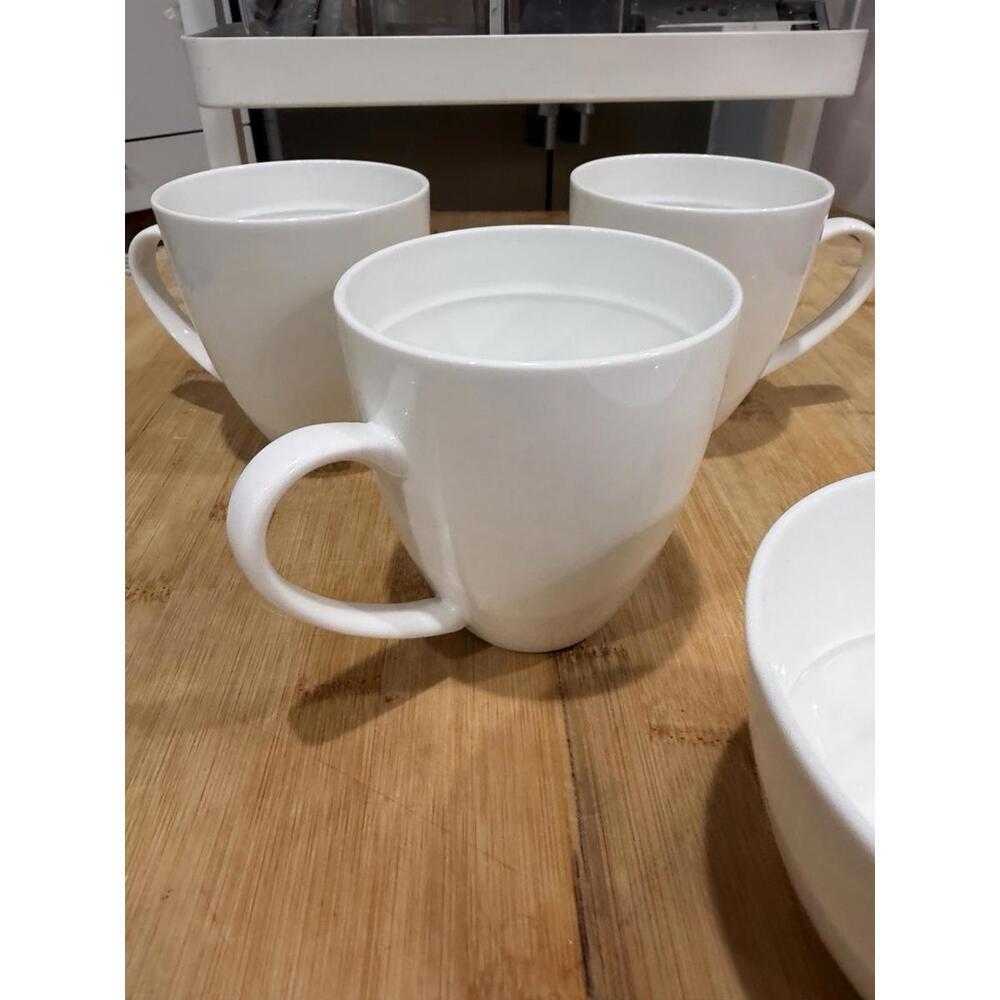Mikasa Delray Modern White Bone China Coffee Mug Cup & Bowl Set Of 4 * - Picture 7 of 14